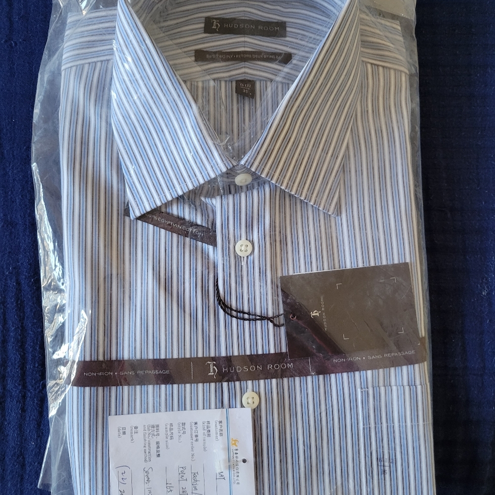 Blue striped Hudson Room button down size 16.5 34/35